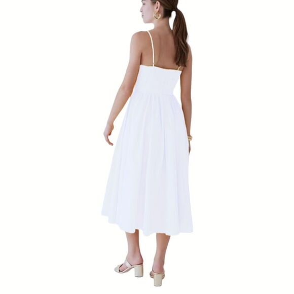J. Crew Midi Dress A-line Stretch Cotton Poplin White sz 2 NWT Adjustabl… - Picture 3 of 14